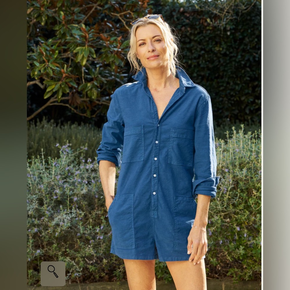 Frank & Eileen Ireland long-sleeve playsuit in performances linen